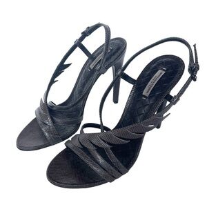 Bottega Veneta Black Alligator Leather Heeled Sandal US 6